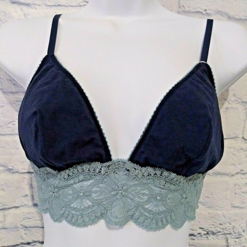 New Cosabella Sonia Triangle Cut Bralette Multicolor Navy Light Blue Size L NWT